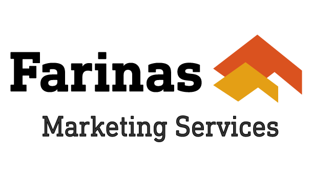 Farinas Marketing Services logo with orange and yellow chevron shapes